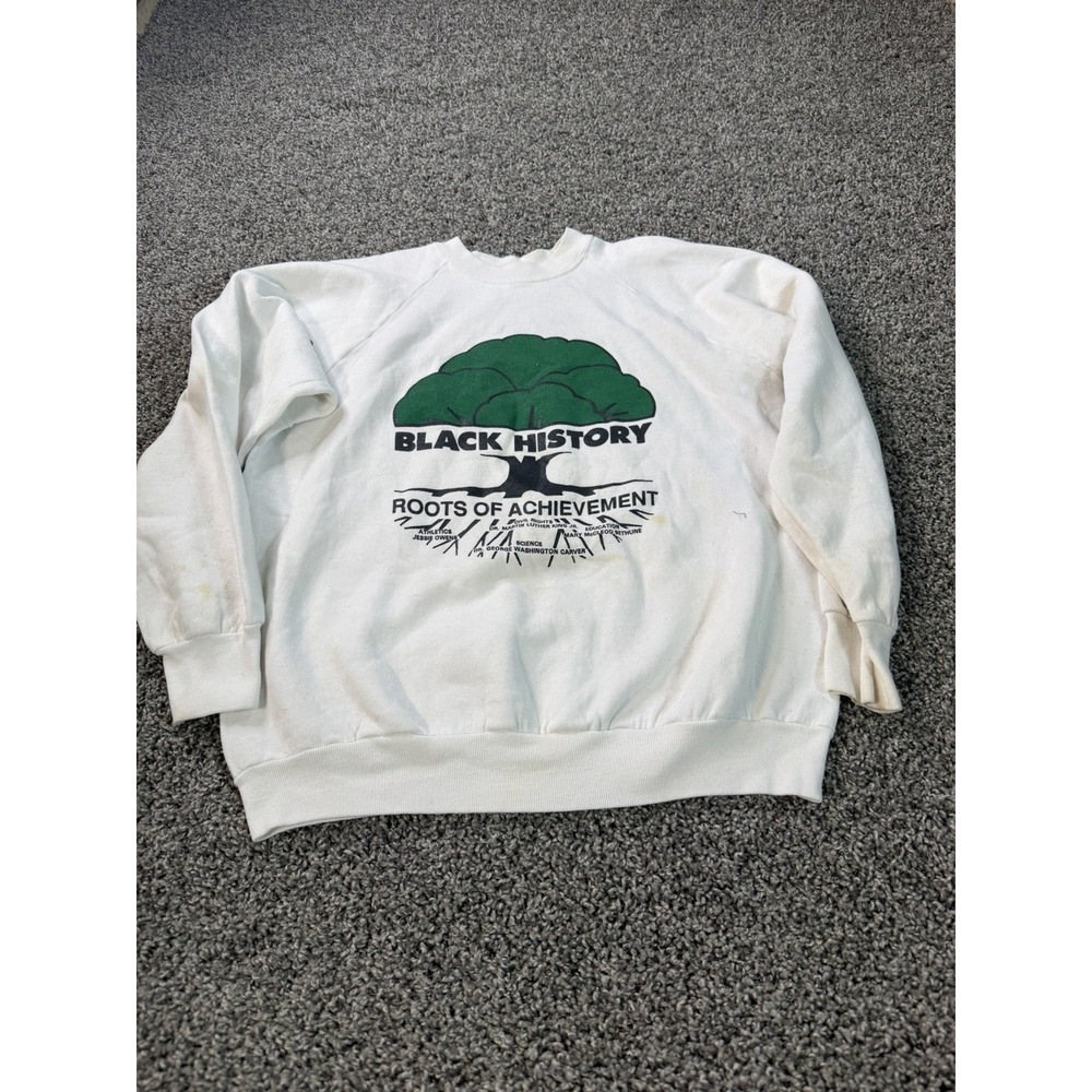 Vintage 90s Black History Sweatshirt Men's Size Large White